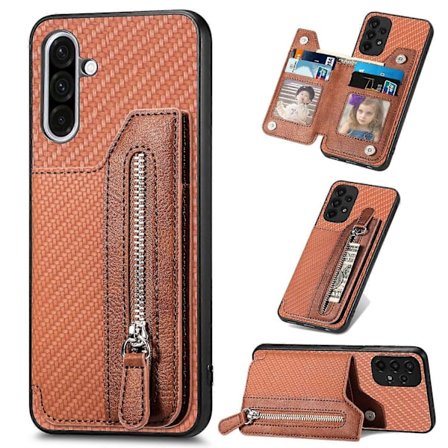 Samsung Galaxy A36 5G -kotelo nahka+PC+TPU vetoketjullinen lompakkopuhelinkotelo