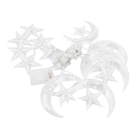 Stjerne Måne Lysstreng 3,3yd 126LED Dekorative Lysstreng til Ramadan Festival Bryllupsfest Hjem Terrasse Vindue Have