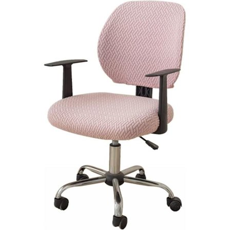 Delad kontorsstolsöverdrag, avtagbart och hållbart elastiskt tyg stolsöverdrag för kontorsstol roterande snurrstol armstöd stol-rosa||1st