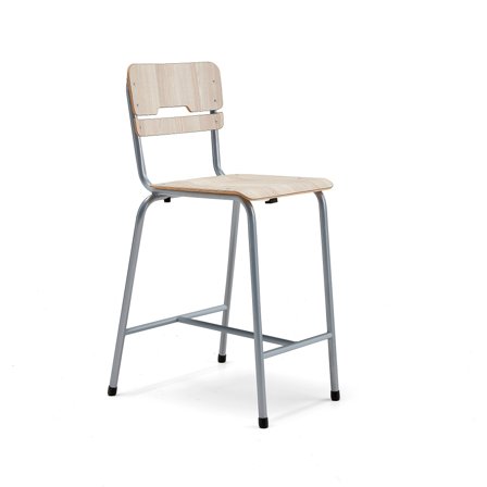 Klassenzimmerstuhl SCIENTIA, breite Sitzfläche, H 650 mm, silber/asch