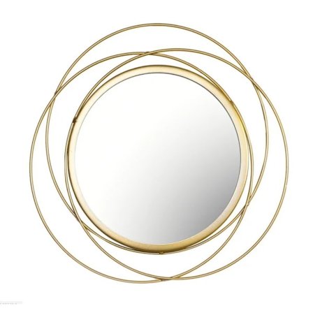 Rund spegel för väggdekoration i hemmet, vardagsrum och gyllene spegel för dekoration