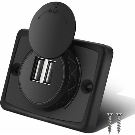 Dubbel USB Billaddare, 5V/3.1A 12V Vattentät LED Bil Dubbel Port Svart ABS USB Laddare Plugg för Husbil Båt