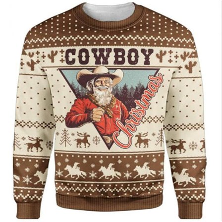 Joulu 3D digitaaliprintti pyöreäkauluksinen neulepusero lahja - HQ14 - Koko L