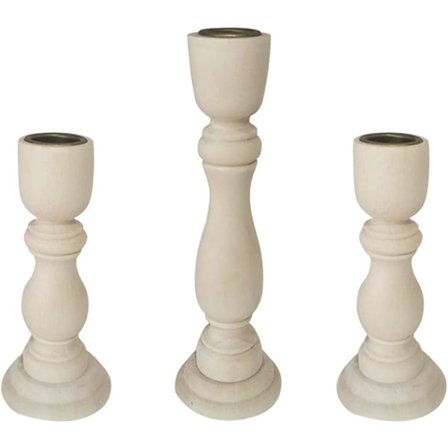 Puinen kynttilänjalkasarja, 3 kpl, viimeistelemättömät puiset kynttilänjalan pidikkeet[CO]