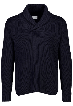 Lindbergh Shawl Collar Rib Knit Pullovers Herr Blå M