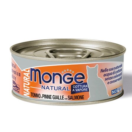 Monge Natural Tonno Pinne Gialle Con Salmone Cibo Umido Per Gatti