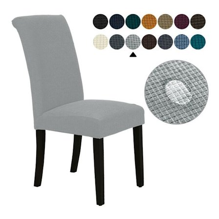 Stolebetræk 6 rum spisesal jacquard aftageligt vaskbart stolebetræk universum stole til bryllup, køkken, banket (6 dele, sølv) -M