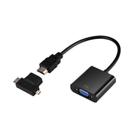 HDMI til VGA Adapter T Type Micro Mini HDMI-kontakt Sett Topp Boks PS4 Xbox360 Svart