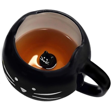 Söt Keramisk Katt Kaffemugg 35 cl Kattälskare Kitty Te Muggar Presenter Till Kvinnor Flickor Svart