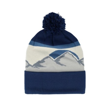 Beechfield - Bleu pom Bonnet - Rocky Mountain Peaks Blue/White Pom @ Hatstore