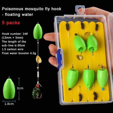 5 pakker/boks fiskeagnsett fiskesluk STIL 1 FLYTESTIL 1