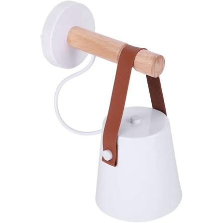 Væglampe Sconce Moderne Træ Jern Led Væglamper Minimalistisk E27 Væglampe Lysarmatur Til Stue Soveværelser Sengenatbord Studie Veranda Gang (hvid