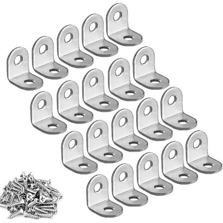 20 st rostfria L-fästen (0,78 x 0,78 tum20 x 20 mm) Hörnfästen Fog Led Vinkel Fäste L-formade Hörnfäste Fästpunkter Suppo