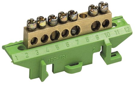 Hager KM07E Jordklemme 60 A, messing 3 x 16 + 4 x 10 mm², Elfordeling & strømforsyning