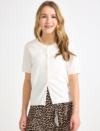 Lindex Cardigan Short Sleeve Basic - Grey - 170