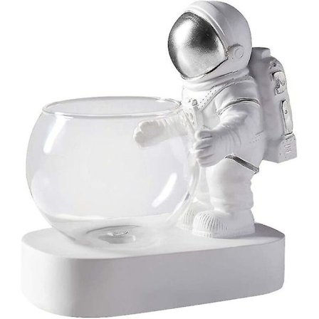 Astronaut Planter Spaceman Glass Vase Med LED-lys - Nordisk Moderne Sukkulent Blomsterpotte
