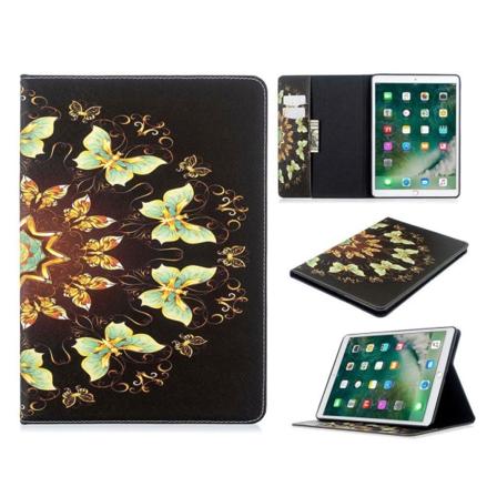 iPad 10.2 (2019) Stilfuldt mønster læder flip etui - Guld Sommerfugl Multicolor