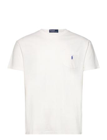 Classic Fit Cotton-Linen Pocket T-Shirt Tops T-shirts Short-sleeved White Polo Ralph Lauren