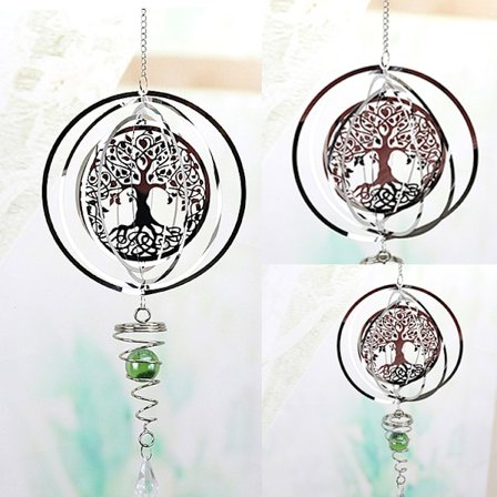 3D Metal Vindhængende Spinner, Sol Spiral Vindspil, Vindsculpturer Hængende med Gazing Ball Spiral Hale, Rustfrit Stål 360 Grader Spin Dekor