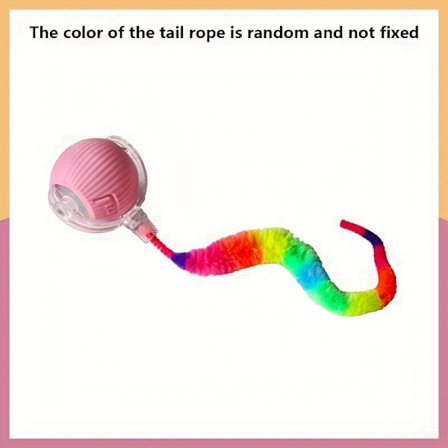 1 Automatisk rullende katteballleke med LED-lys, fargerik hale, USB-oppladbar, bittbestandig, passer alle kattestørrelser - Innendørs interaktiv G[D]