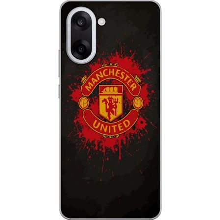 Kompatibelt Mobildeksel til OnePlus OnePlus Nord CE5 Manchester United logo i rød og gul farge med røff sportslig bakgrunn