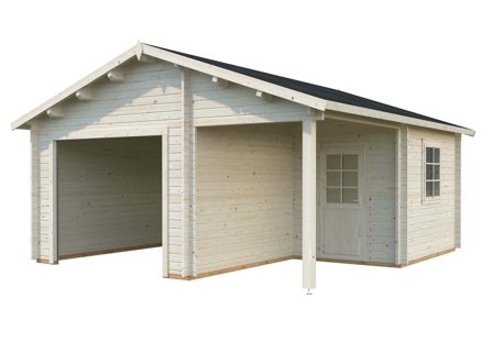 Palmako Roger Garage 28,1 m²/inv. 21,9+5,2 m², utan port, impr. natur, Stugor & förråd