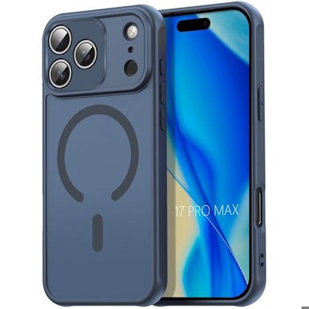 Glad-. Kuori - BOOLING - Yhteensopiva iPhone 17 Pro Maxin kanssa - Iskunkestävä - Läpinäkyvä - Magneettirengas, laivastonsininen,