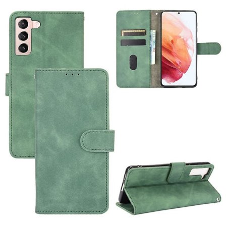 Fodral för Samsung Galaxy S21 Plus Omslag Premium Läder Med Kortfack Flip Folio Magnetiskt Fodral Etui Coque - Svart Grön