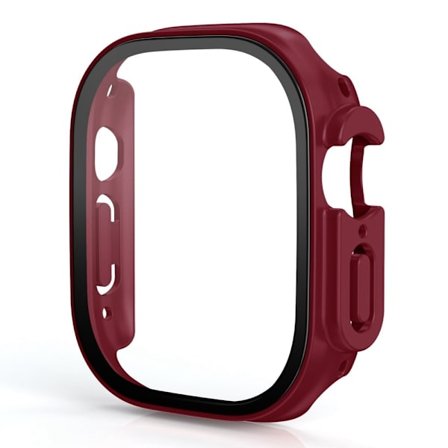 Apple Watch Ultra cover with tempered glass screen protector - Wine Red