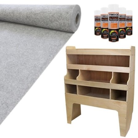 Inderside - MONSTERSHOP - VW Transporter - Sølvgrå Filte - MDF Opbevaring - 11m²