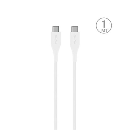Puro Plain USB-C - USB-C Power Delivery-kabel 2 m - hvit
