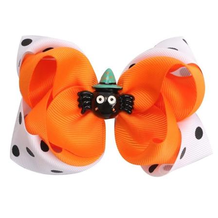 Barnepike Halloween hårbånd, nyhet dobbeltlags sløyfe boutique krokodille hårklipp gresskar spøkelse hårklipp liten edderkopp