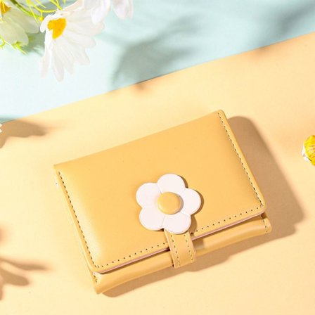 Jenter Liten Lommebok Dame Tri-fold Lommebok GUL gul
