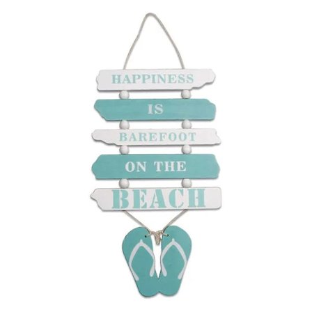 [CA] Dekorativt Treskilt for Vegg Strandplakett Dørdekor Hengende Veggskilt Dekorasjon - Lykke Er PÅ Grønn Hvit