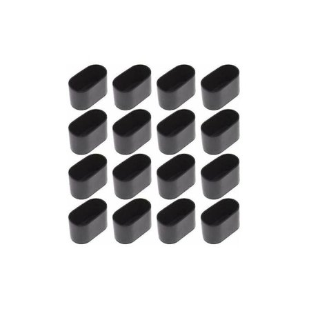 16 ovale møbeltasser for bord og stoler, 15 x 30 mm, svart