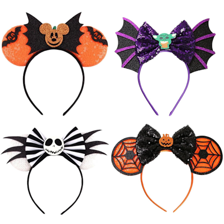 Jule-Halloween Musøre-Hårbånd med LED-lys, Græskar Skelet Spøgelse Hårbånd Hovedbeklædning til Julepynt Festartikler 2-pak 4pack Halloween Headband