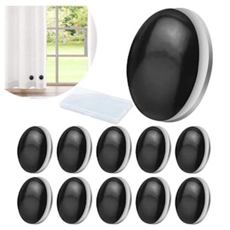 (Sort) 10 par magnetiske gardinlodder, bruseforhængsmagneter, der aldrig ruster, gardinmagnet, Dr
