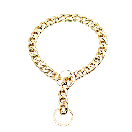 Kæde til hundebulldog, guld, 55 cm