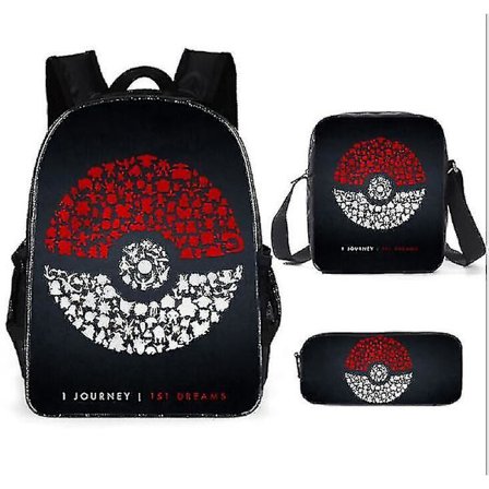 Sencu Pocket Pikachu 5-delat set - Skolväska Ryggsäck, Lunchväska och Case - Roliga och praktiska tillbehör