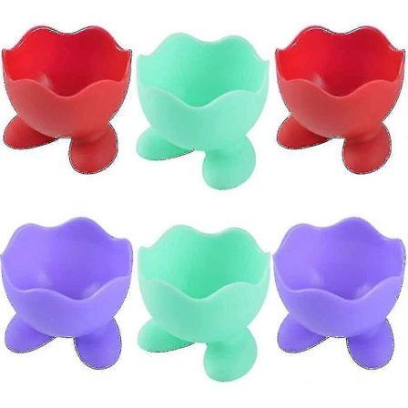 6 stk. Eggeholder Kokt Egg Silikon Eggkopp Eggkopper Tegneserie Kjøkken Kokt Eggeholder For Kjøkken Kokte Egg Frokost Stable Og Oppbevar Eggkopper/Hol