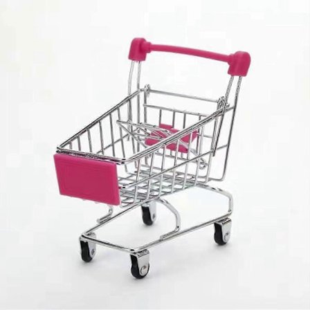 Mini Handlevogn Supermarked Tralle Leker Med Robust Metallramme og Sklisikkert Håndtak for Leke- og Rollespill