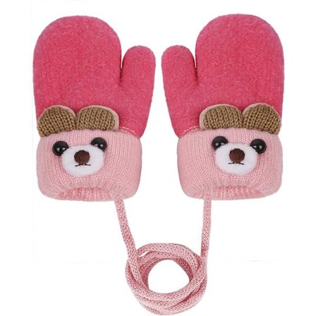 Toddler Magic Stretch Mittens Tjocka Plyschfodrade, Vinter Baby Boys Girls Stickade Vantar Varma Fluffiga Hel Finger Vantar Kallt Väder Skidhandskar