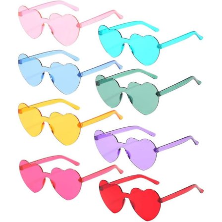 8 par Heilwiy hjärtformade solglasögon Nyhet Fest Solglasögon Kreativa Roliga Solglasögon Hippie