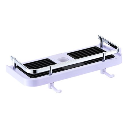 Dusjhylle for dusjstang/stang, dusjhylle med dusjhodeholder, baderomsoppbevaringskurv dusjhylle uten boring, plast dusjhylle (hvit)