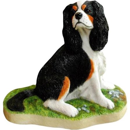 Søt Cavalier King Charles Spaniel Hund Statue Dyreskulptur Malt Samleobjekt Livaktig Resin Minnegave Kompatibel med Hundelskere Terrasse