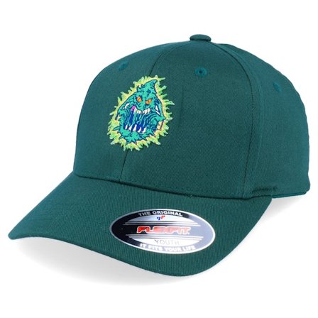 Kiddo Cap - Kids Slimy Monster Wooly Spruce Flexfit Unconstructed Green Cap - @ Hatstore