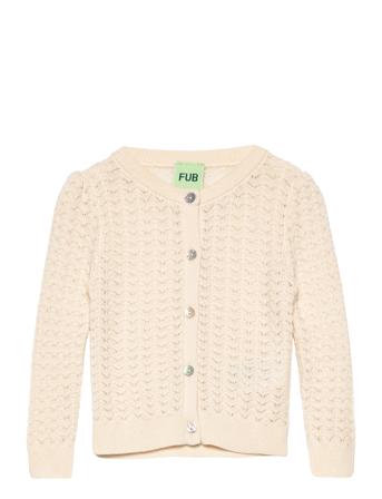 Baby Pointelle Cardigan Strikkegenser Cardigan Creme FUB*Betinget Tilbud