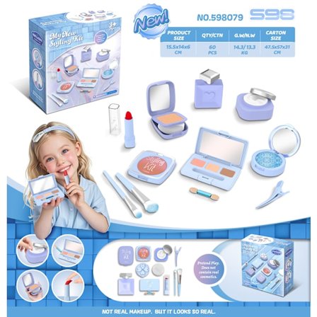 Leke-sminke for barn, sminkesett for jenter, ikke-smittende med oppbevaringsboks (ikke-smittende, ingen væske)