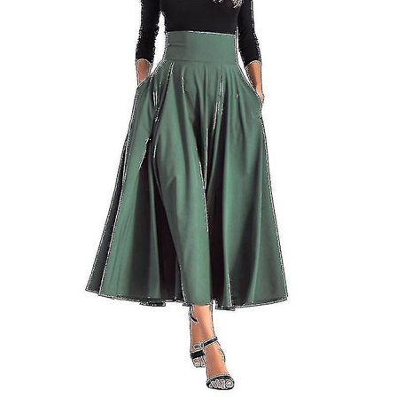 Dame Swing Lang Nederdel Plisseret Holiday Maxi Nederdele Ruched