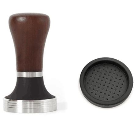 Kaffe Tamper Valnøtt Håndtak 51Mm, Espresso Hånd Tamper 51Mm, 304 Rustfritt Stål Kaffe Tamper med Matte